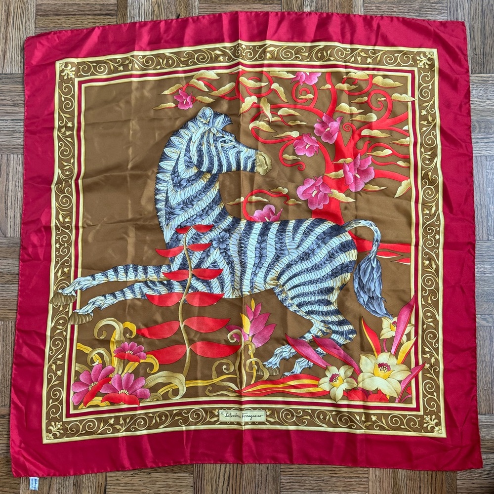 Salvatore Ferragamo red silk scarf